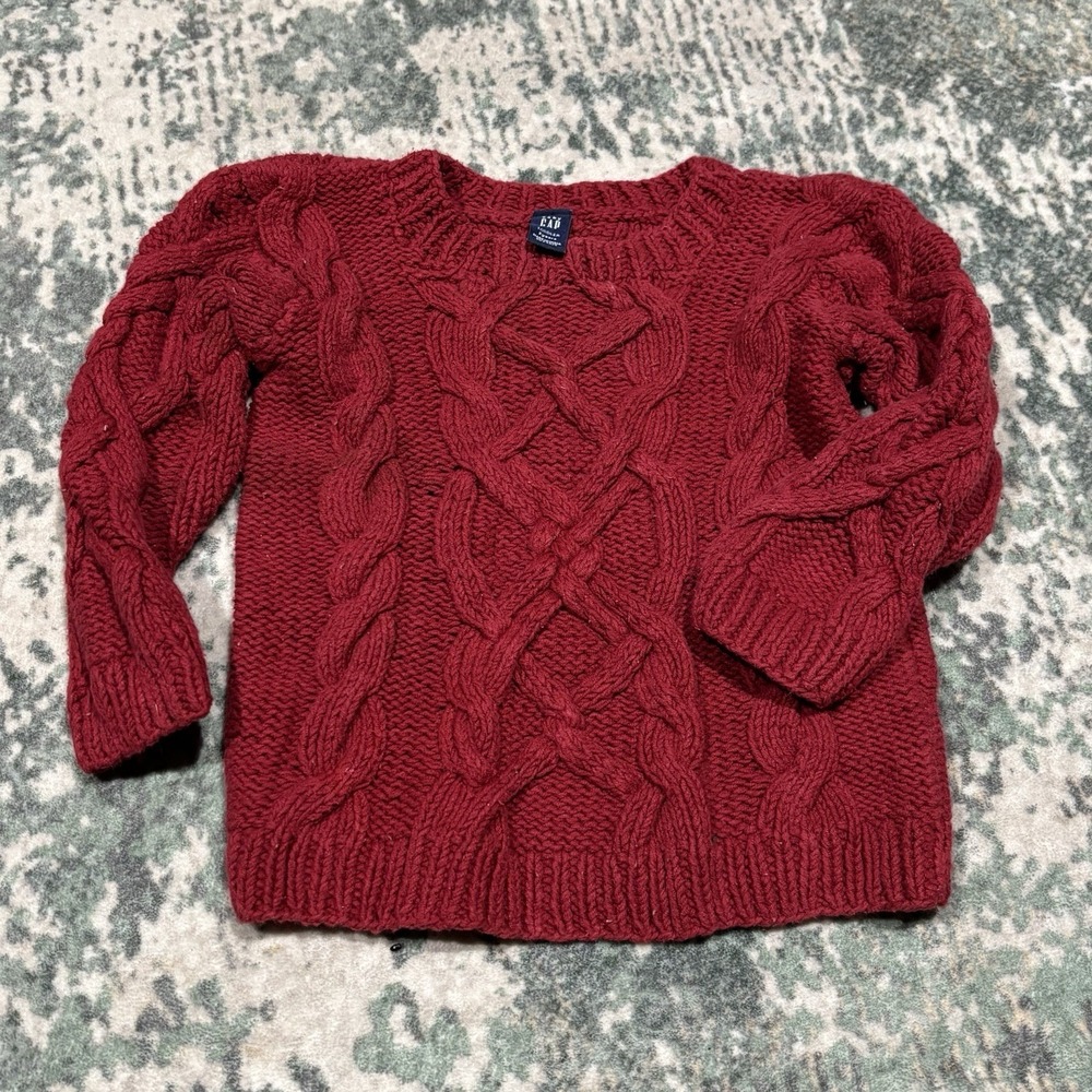 vintage Baby Gap cable-knit sweater Chunky Red 2 Years Blue‎ Tag
